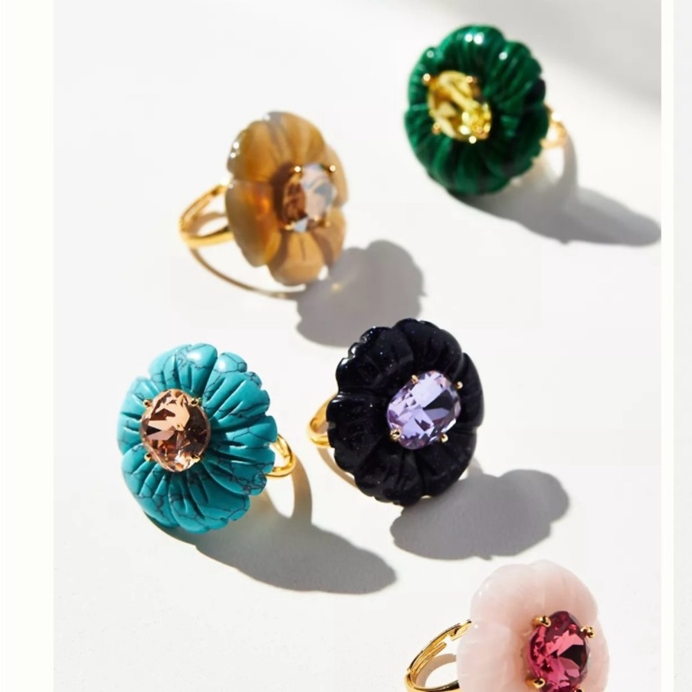 Anthropologie Floral Stone Cocktail Ring